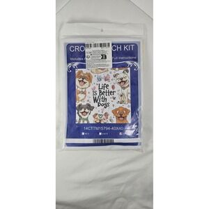 Stamped Cross Stitch Life Is Better With Dogs 14ct, 40x40 Cm, 25‎ Colors